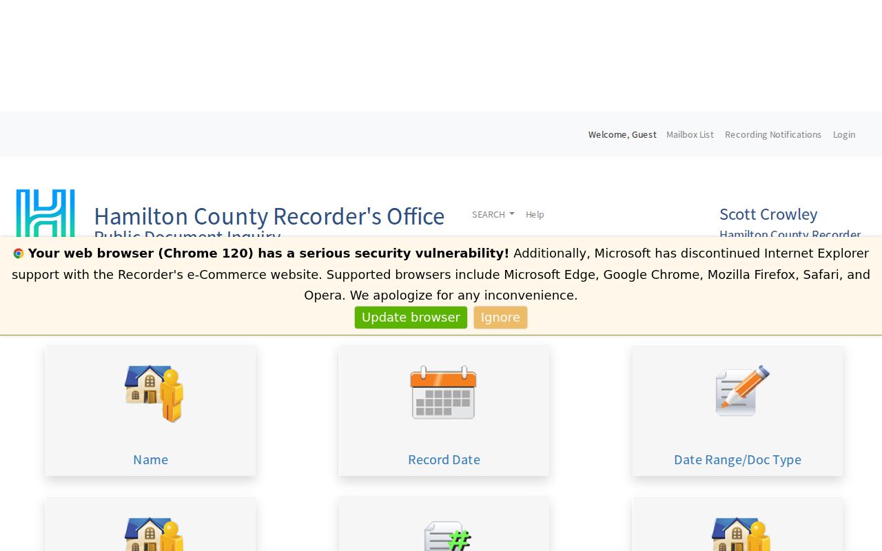 Anderson Township residents directory Hamilton County Recorder Acclaim index