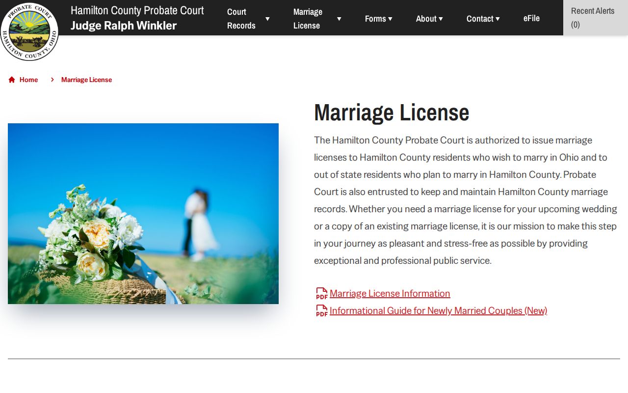 Anderson Township previous residents marriage record access at Hamilton County Probate Court