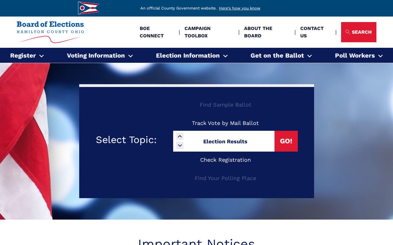 Anderson Township ZIP code directory Hamilton County elections source