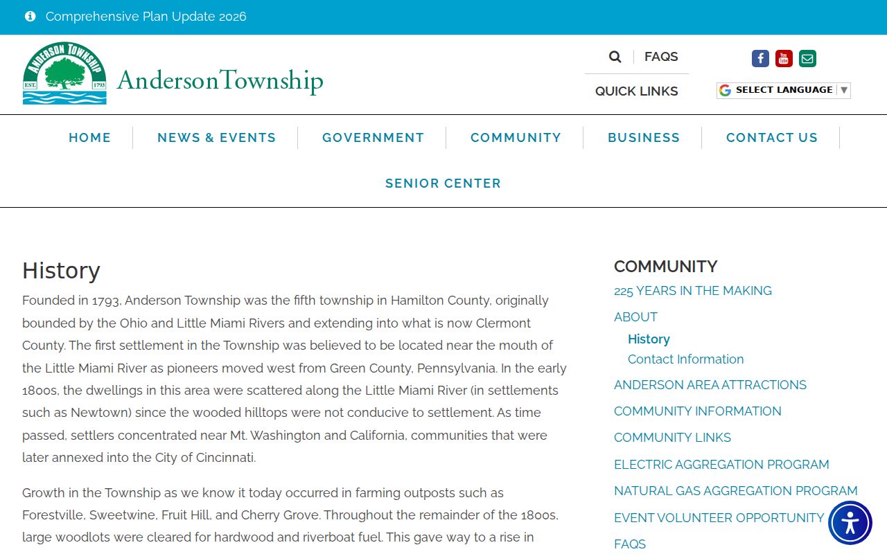 Anderson Township ZIP code directory township history and boundary source