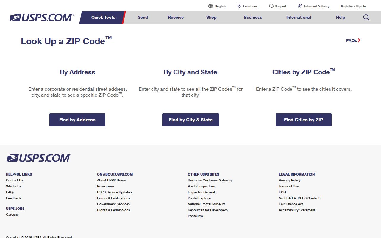 Anderson Township ZIP code directory USPS lookup interface
